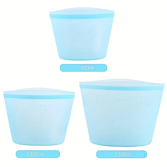 Sacs de congélation en silicone réutilisables, Bleu