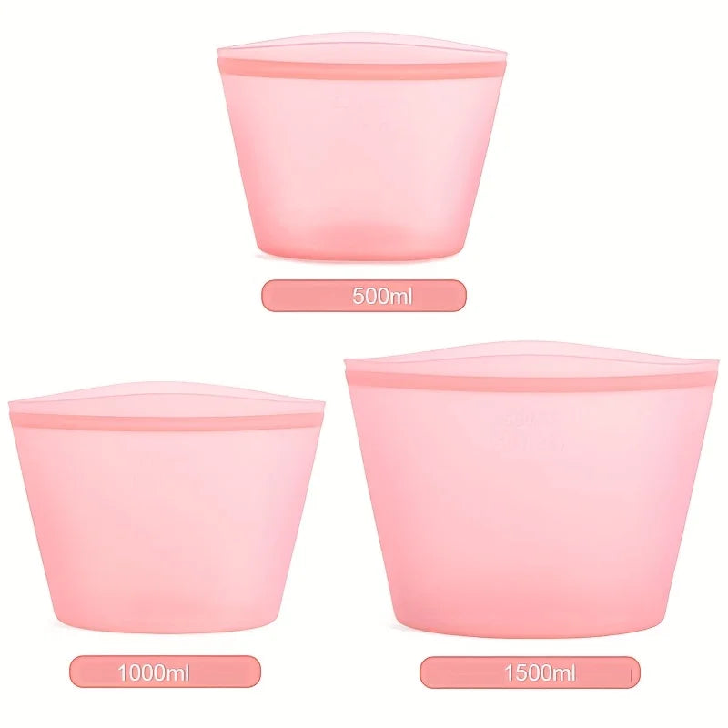 Sacs de congélation en silicone réutilisables, Rose
