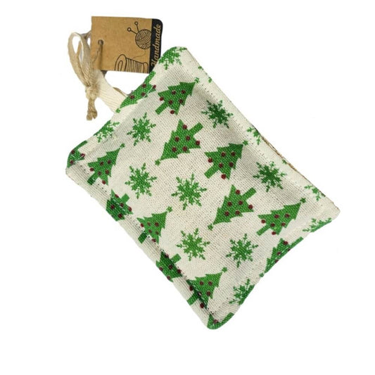 Éponge lavable en tissu imprimé, motif sapins