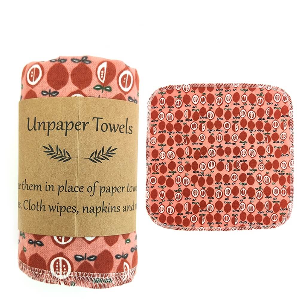 Kit cuisine zéro déchet, essuie-tout lavable motif pommes rouges