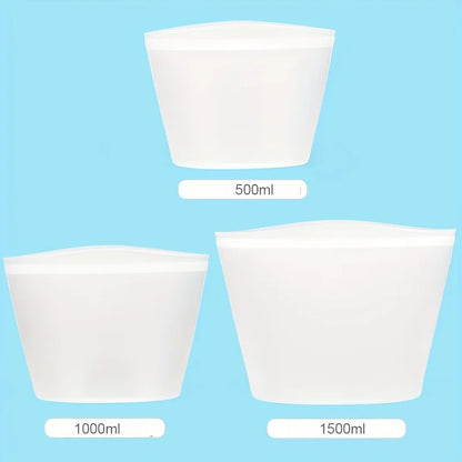 Sacs de congélation en silicone réutilisables, Blanc