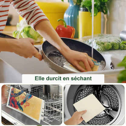Lavette suédoise pour la vaisselle, elle durcit en séchant