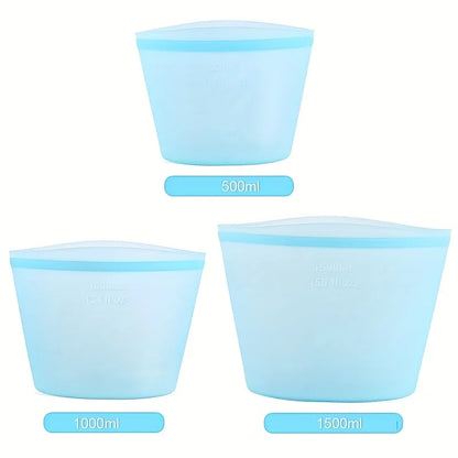 Sacs de congélation en silicone réutilisables, Bleu