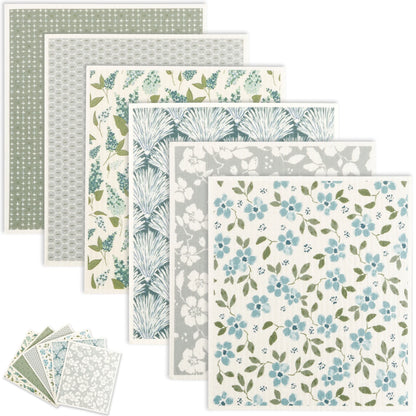 Lavettes suédoises, lot de 6, fleurs