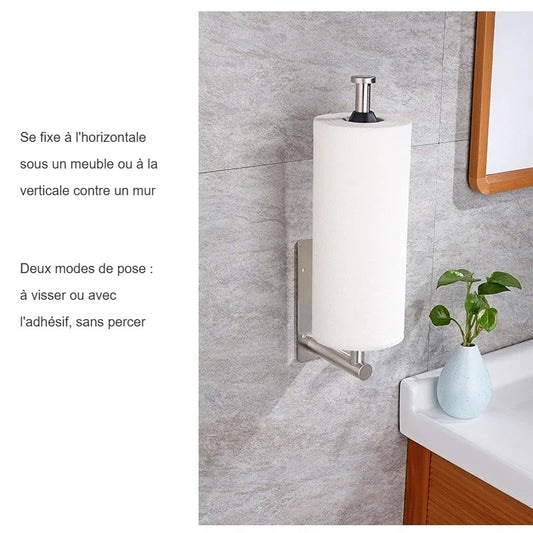 Porte essuie-tout à bras ressort fixé au mur, deux modes de pose
