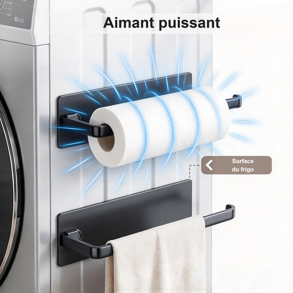 Porte essuie-tout magnétique sur un lave-linge