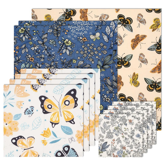 Bee wrap en cire d'abeille pliés, lot de 11