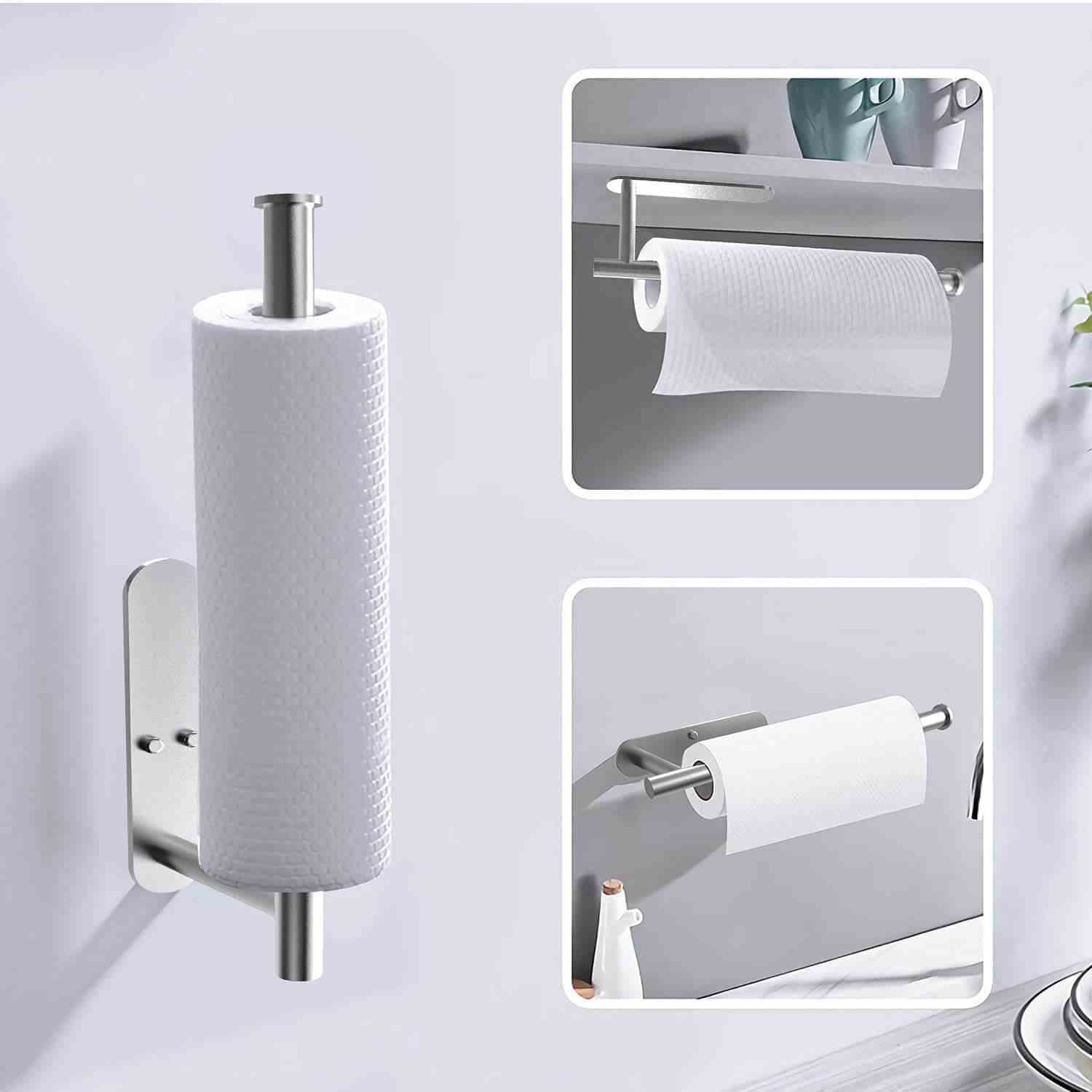 Porte-serviettes En Bois De Bambou - Support Rouleau Essuie-tout Sur Pied, Base Antidérapante, Pour Cuisine Ou Salle De Bain